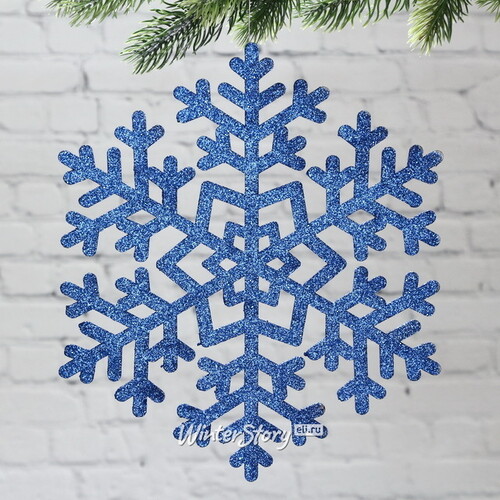 Игрушка для уличной елки Снежинка - Морозная Геометрия 25 см синяя, дерево Winter Deco