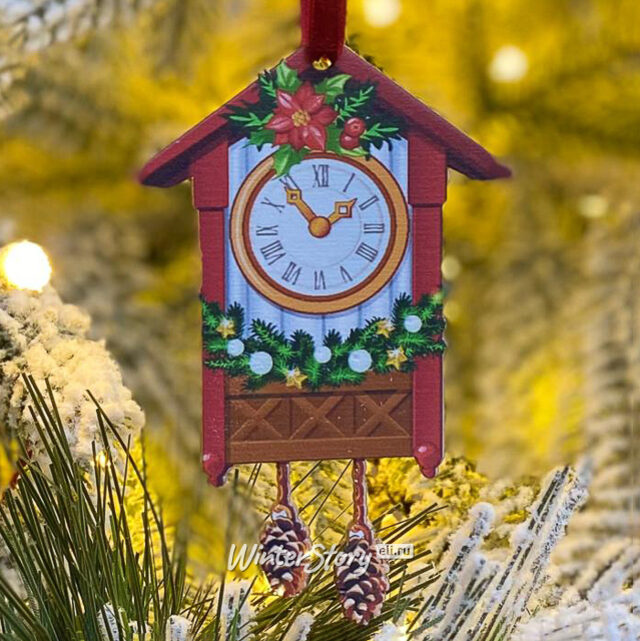 Игрушка для уличной елки Новогодние Часы - Сказочная история 25 см, дерево МанузинЪ