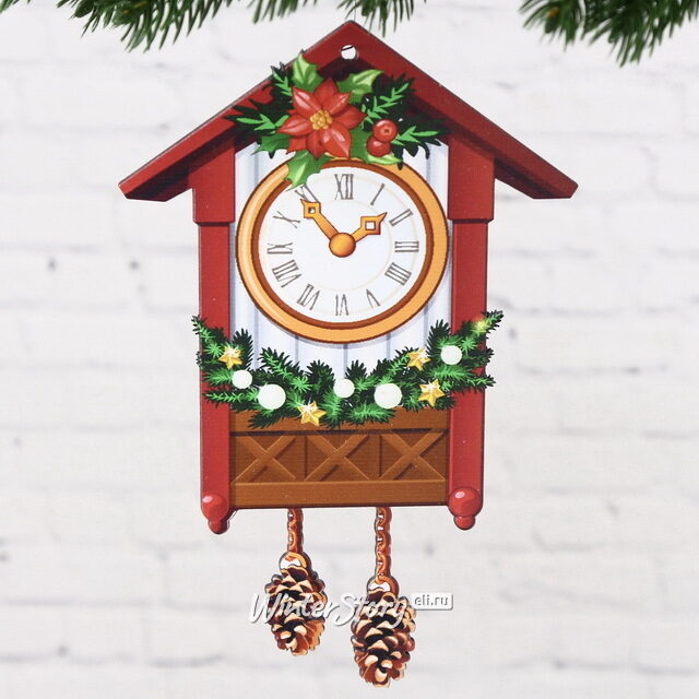 Игрушка для уличной елки Новогодние Часы - Сказочная история 25 см, дерево МанузинЪ