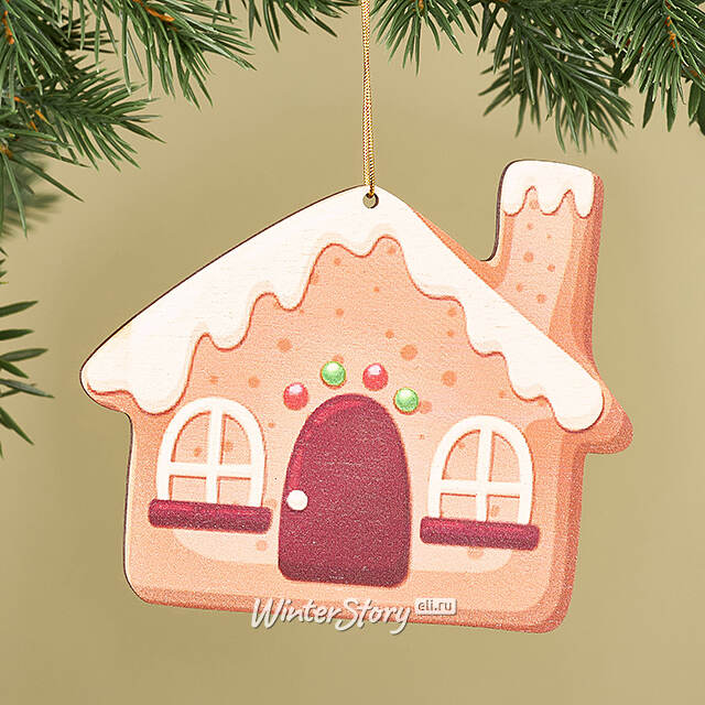 Деревянная елочная игрушка Домик - Пряничные Истории 10 см МанузинЪ