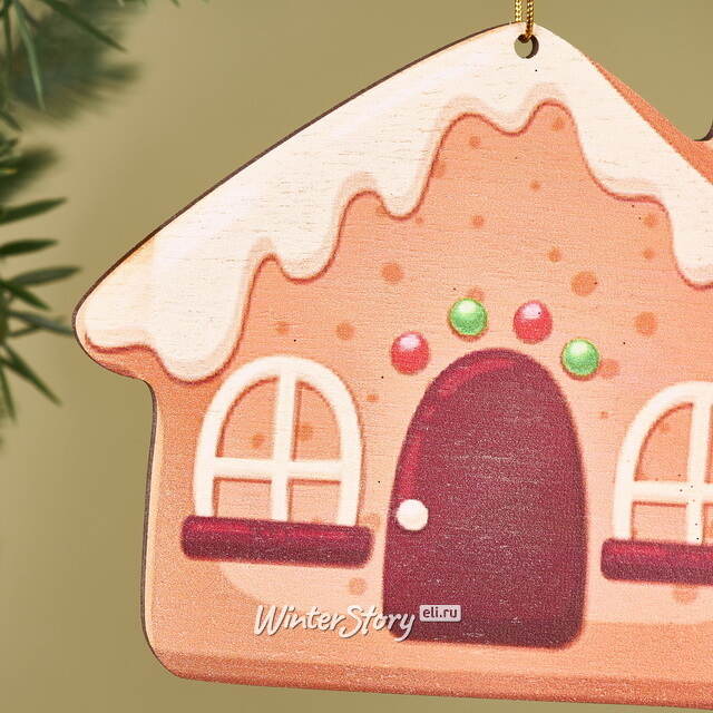Деревянная елочная игрушка Домик - Пряничные Истории 10 см МанузинЪ