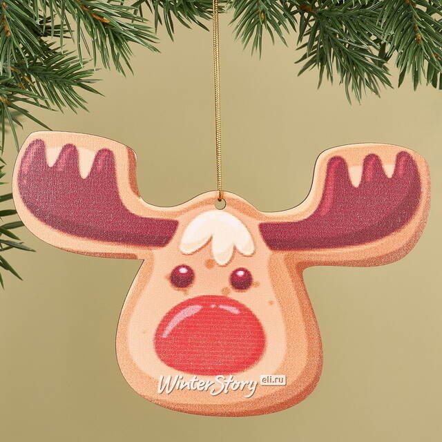 Деревянная елочная игрушка Олень - Пряничные Истории 10 см МанузинЪ