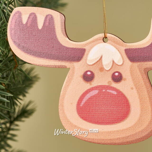 Деревянная елочная игрушка Олень - Пряничные Истории 10 см МанузинЪ