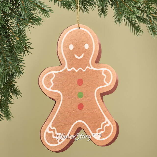Игрушка для уличной елки Пряничек - Пряничные Истории 25 см, дерево МанузинЪ