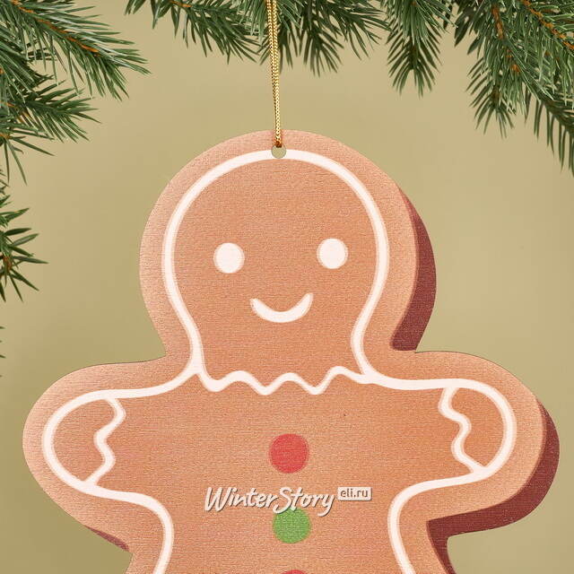 Игрушка для уличной елки Пряничек - Пряничные Истории 25 см, дерево МанузинЪ