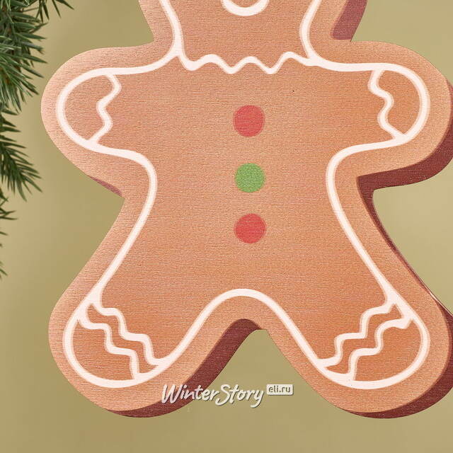 Игрушка для уличной елки Пряничек - Пряничные Истории 25 см, дерево МанузинЪ