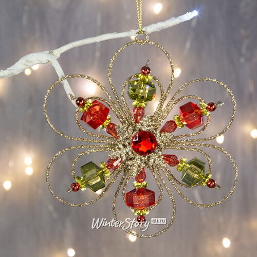 Елочное украшение Снежинка Цветочная Радуга 13 см, подвеска Kurts Adler