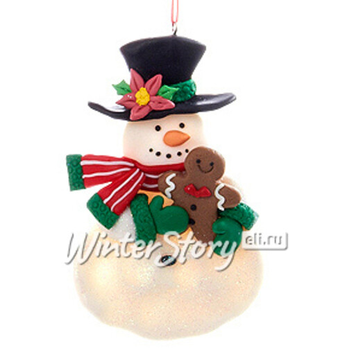 Елочная игрушка Снеговик с Пряником - Рождественская Компания 13 см, подвеска Kurts Adler