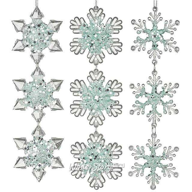 Набор елочных игрушек Снежинки Blumendorfo 21 см голубые, 3 шт, подвеска Kurts Adler