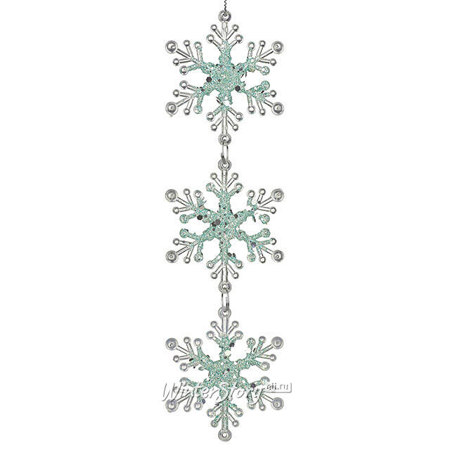 Набор елочных игрушек Снежинки Blumendorfo 21 см голубые, 3 шт, подвеска Kurts Adler