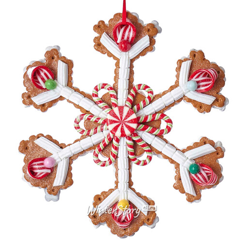 Елочная игрушка Снежинка - Пряничная сладость 20 см с разноцветными конфетками, подвеска Kurts Adler