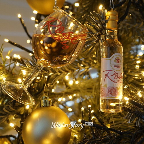 Набор стеклянных елочных игрушек Вино Rose - Cotes de Provence 10-11 см, 2 шт, подвеска Kurts Adler