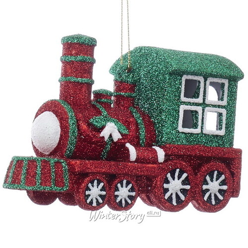 Елочная игрушка Поезд - Путешествие на Северный Полюс 12 см зеленый, подвеска Kurts Adler
