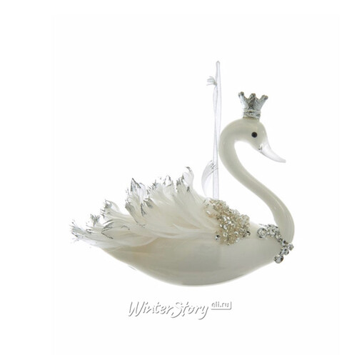 Стеклянная елочная игрушка Лебедь Альсина - принцесса Клаудвилля 10 см, подвеска Kurts Adler