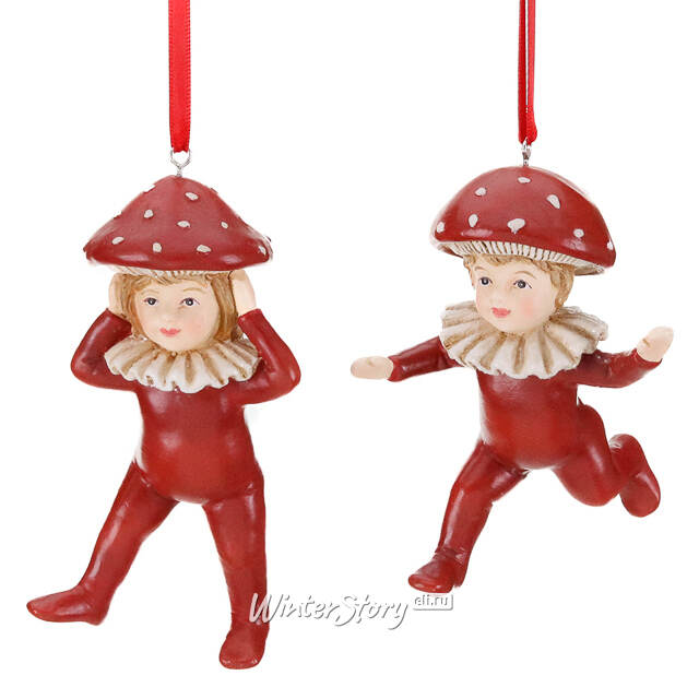 Набор елочных игрушек Мухоморчики - Грибной Маскарад 12 см, 2 шт Goodwill