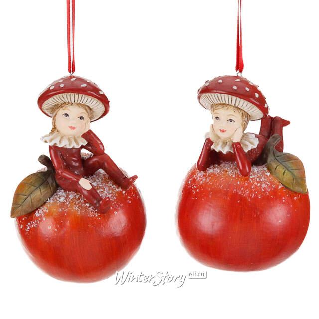 Набор елочных игрушек Эльфы в Яблочном Саду - Mushroom Elves 11 см, 2 шт Goodwill (Гудвилл)