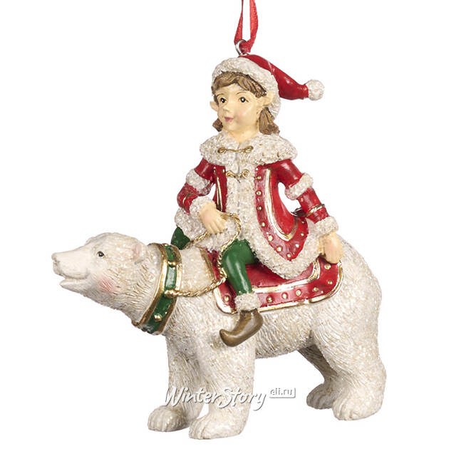 Елочная игрушка Эльф Хельга на полярном медведе из Лапландии 12 см Goodwill