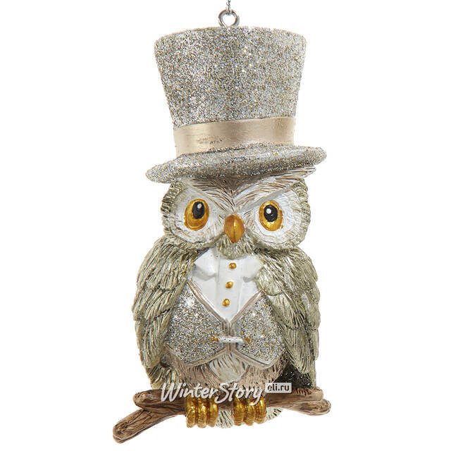 Елочная игрушка Сова - Мистер Уил во фраке 10 см, подвеска Kurts Adler