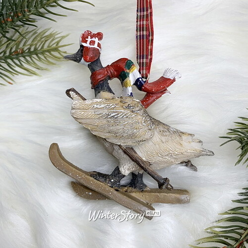 Елочная игрушка Гусь Фредрах на лыжах 10 см, подвеска Goodwill