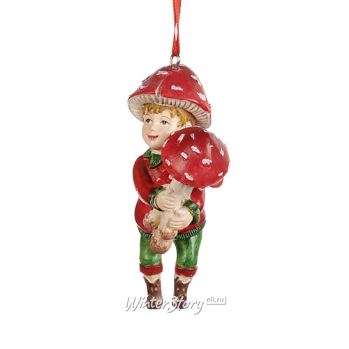 Елочная игрушка Мальчик Льюис - Mushroom Elves 10 см, подвеска Goodwill