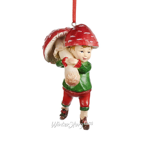 Елочная игрушка Мальчик Лео - Mushroom Elves 10 см, подвеска Goodwill