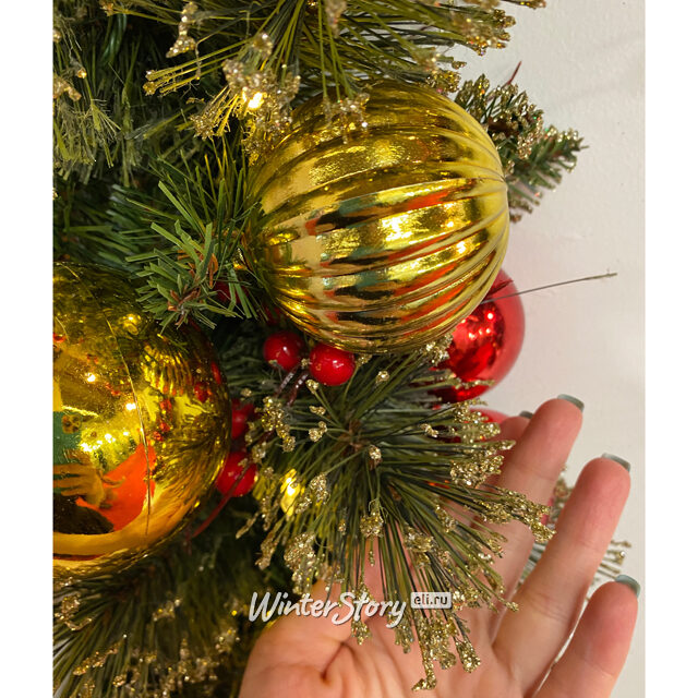 Искусственная настенная елка Dakota заснеженная 91 см, 50 теплых белых LED ламп на батарейках, ЛЕСКА + ПВХ National Tree Company