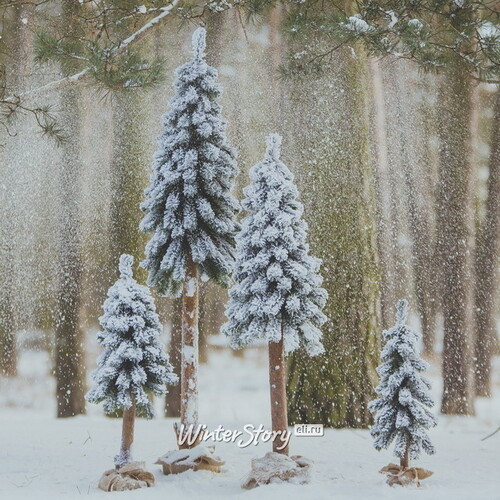 Настольная елка Canadian заснеженная 65 см с натуральным стволом, ПВХ Decorland