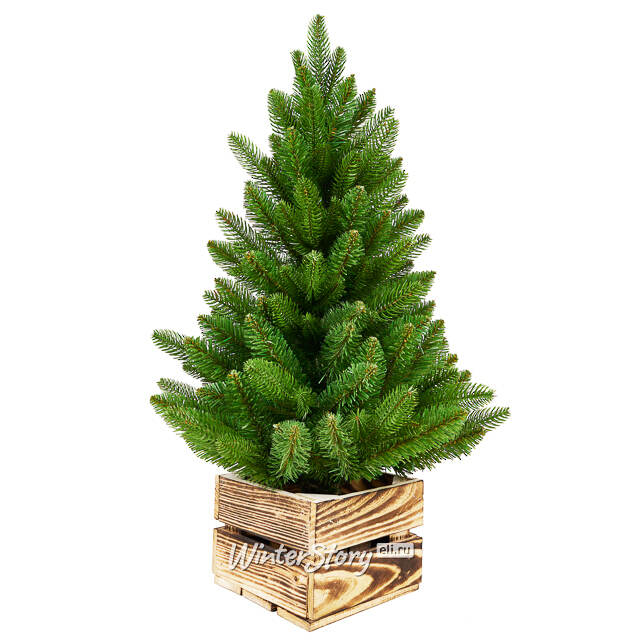 Настольная елка Берген 80 см в деревянном кашпо, ЛИТАЯ + ПВХ Decorland