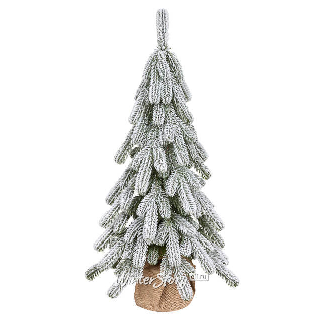 Настольная елка в мешочке Эверест заснеженная 60 см, ЛИТАЯ 100% Decorland