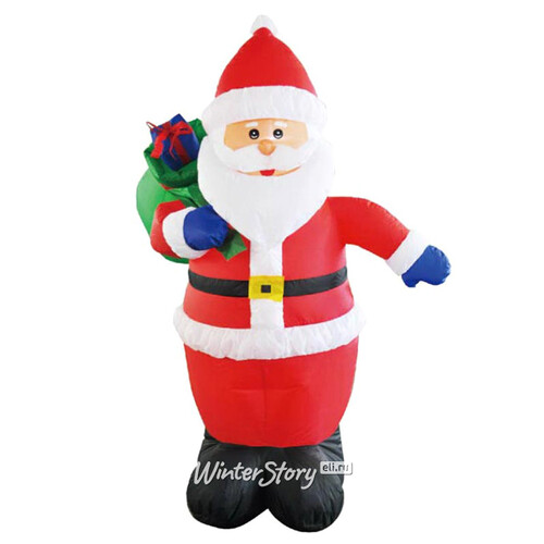 Надувная фигура Дед Мороз с мешком подарков 3 м с подсветкой Торг Хаус