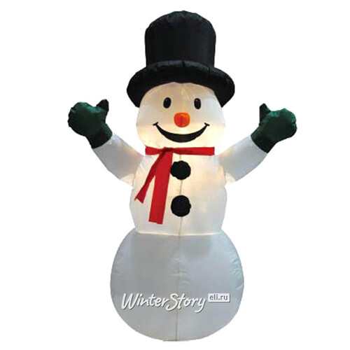 Надувная фигура Веселый Снеговик в цилиндре 1.2 м с LED подсветкой Торг Хаус
