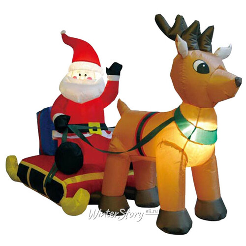 Надувная фигура Санта на санях 1.5*2.1 м с подсветкой Торг Хаус