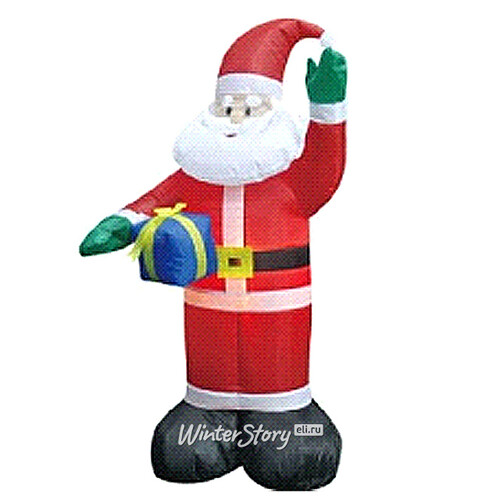 Надувная фигура Дед Мороз с синим подарком 1.2 м с подсветкой Торг Хаус