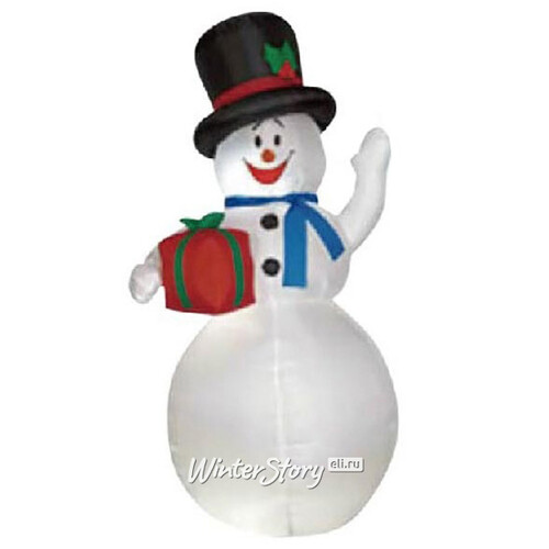 Надувная фигура Снеговик с подарком 1.8 м с подсветкой Торг Хаус