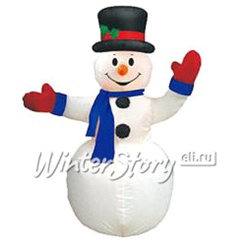 Надувная фигура Снеговик в цилиндре 1.8 м с подсветкой Торг Хаус