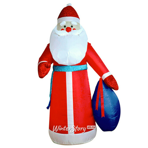 Надувная фигура Дед Мороз с мешком подарков 2 м с подсветкой Торг Хаус