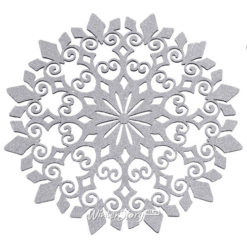 Сервировочная салфетка из фетра Ажурная Снежинка 30 см серебряная Koopman