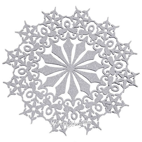 Сервировочная салфетка из фетра Резная Снежинка 30 см серебряная Koopman