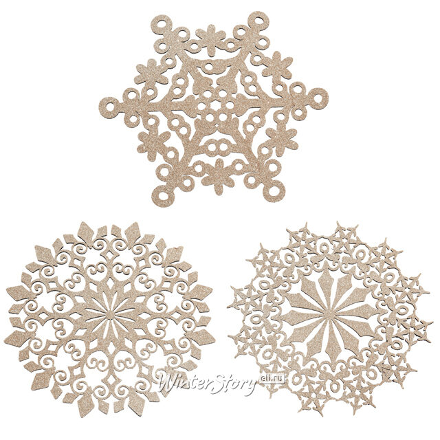 Сервировочная салфетка из фетра Ажурная Снежинка 30 см шампань Koopman (Купман)