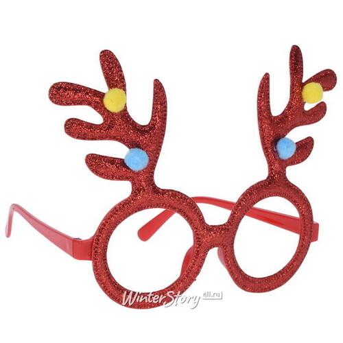 Новогодние очки Забавные рожки 14*12 см красные Koopman