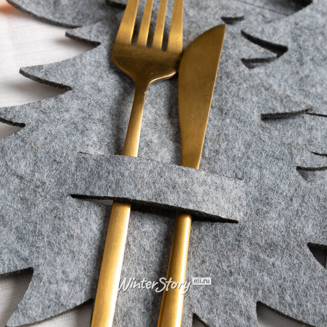 Набор конвертов для столовых приборов Елочка, 4 шт, серый Koopman