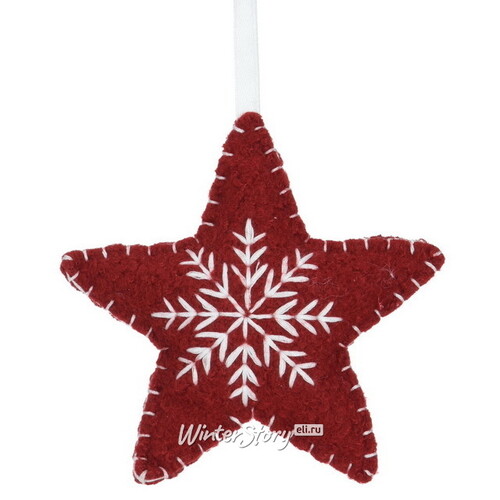 Елочная игрушка Сканди Рождество: Звезда 10 см, красная, подвеска Koopman