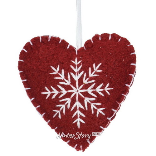 Елочная игрушка Сканди Рождество: Сердце 10 см, красная, подвеска Koopman