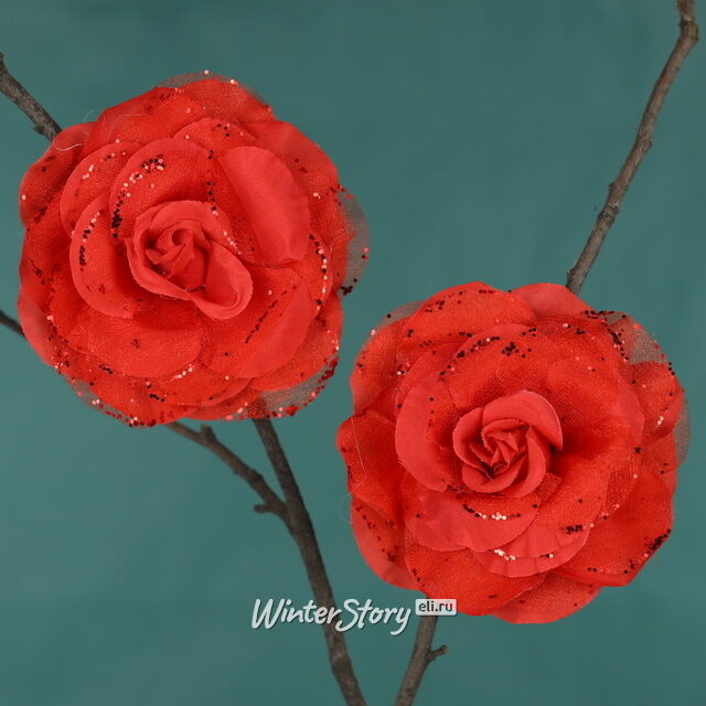 Искусственная роза Mascaret 9 см, 2 шт, красная, клипса Koopman