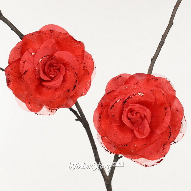 Искусственная роза Mascaret 9 см, 2 шт, красная, клипса Koopman