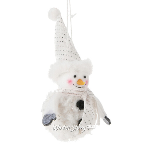 Елочная игрушка Снеговичок Ларри в белом 13 см, подвеска Koopman