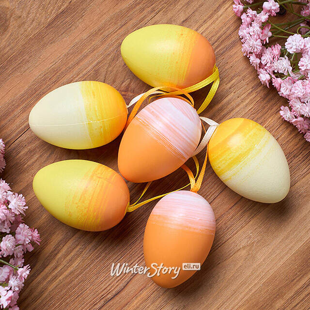 Пасхальные украшения Яйца Lonlebur 6 см, 6 шт, подвеска Koopman