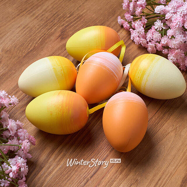 Пасхальные украшения Яйца Lonlebur 6 см, 6 шт, подвеска Koopman