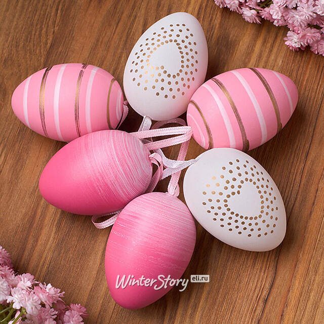 Пасхальные украшения Яйца Louren 6 см, 6 шт, подвеска Koopman