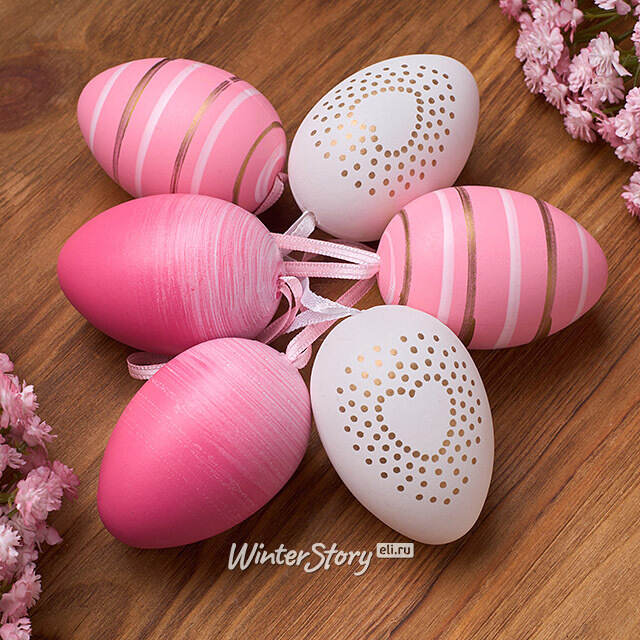 Пасхальные украшения Яйца Louren 6 см, 6 шт, подвеска Koopman